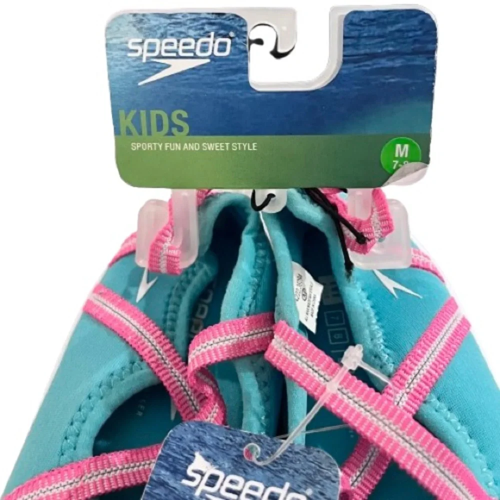 🆕- Speedo Toddler Girls' Water Shoes - Turquoise/Pink Size M- 7-8